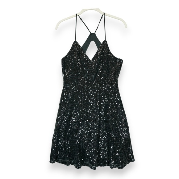 Lulus Dresses & Skirts - Lulus‎ Serenade in the Night Black Sequin Mini Skater Dress Womens Medium